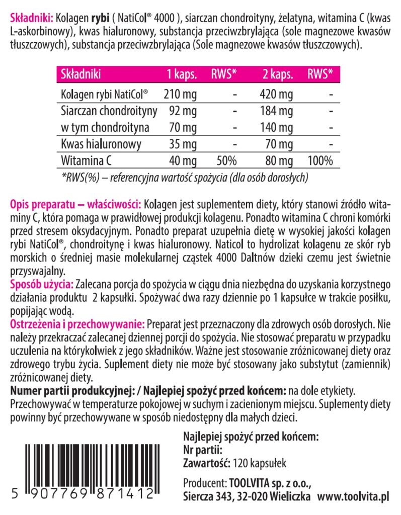 KOLAGEN RYBI, NATICOL 4000, WIT. C | 120 kapsułek – zdjęcie 3