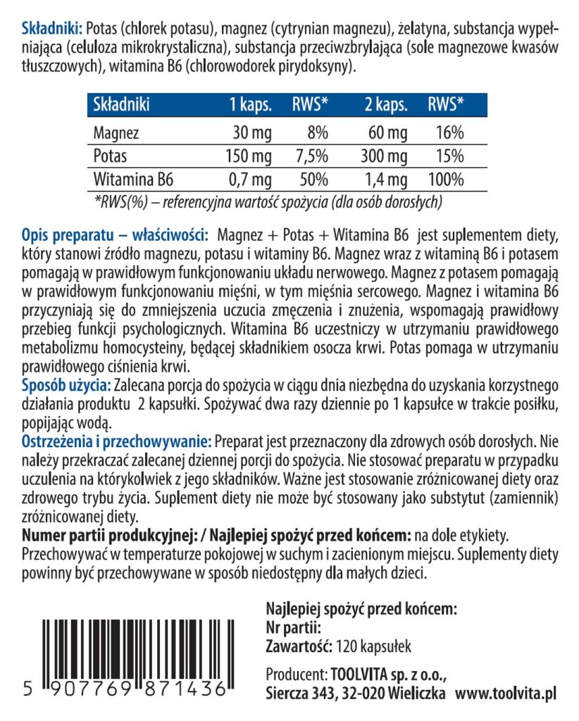 MAGNEZ, POTAS, WIT. B6 | 120 kapsułek – zdjęcie 3