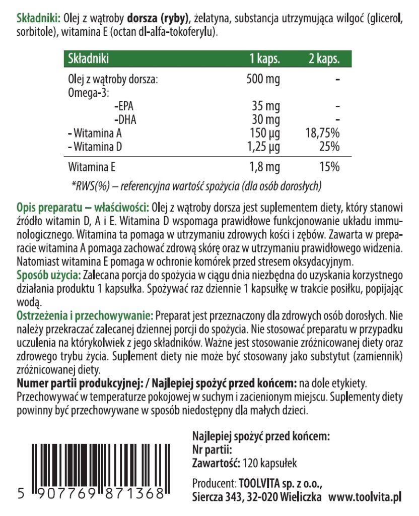 OLEJ Z WĄTROBY DORSZA, WIT. ADE | 120 kapsułek – zdjęcie 3