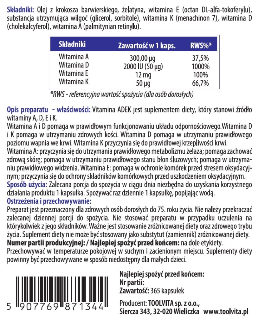 WITAMINA ADEK | 365 kapsułek – zdjęcie 3