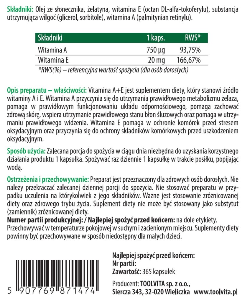 WITAMINA A, E | 365 kapsułek – zdjęcie 3